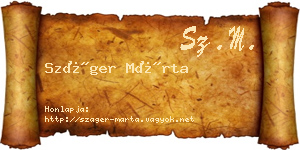 Száger Márta névjegykártya
